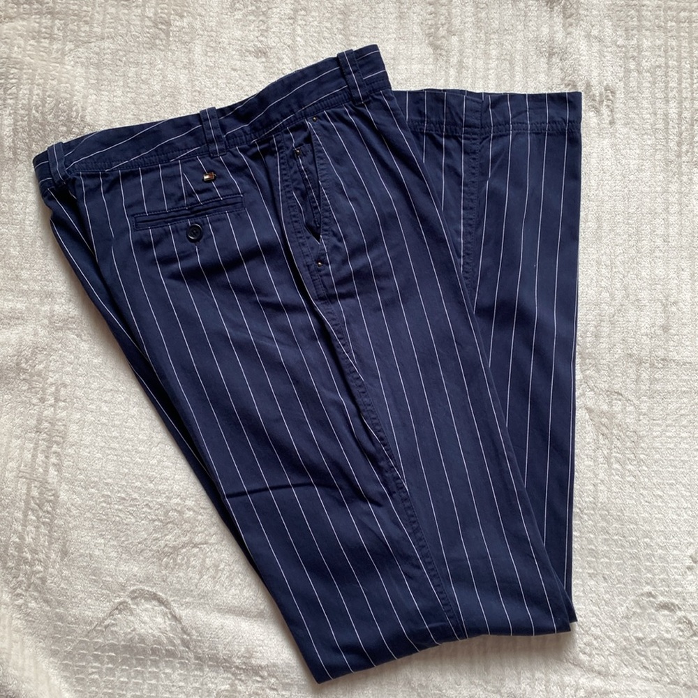 Navy Pinstripe Women's Pants - Picture 2 of 6